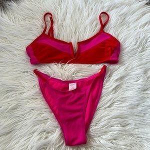 Hot Pink/Red Womens M/L Hot Pink and Red Bikini